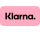 The image shows the word Klarna. in bold black letters centered on a rounded pink rectangle background.