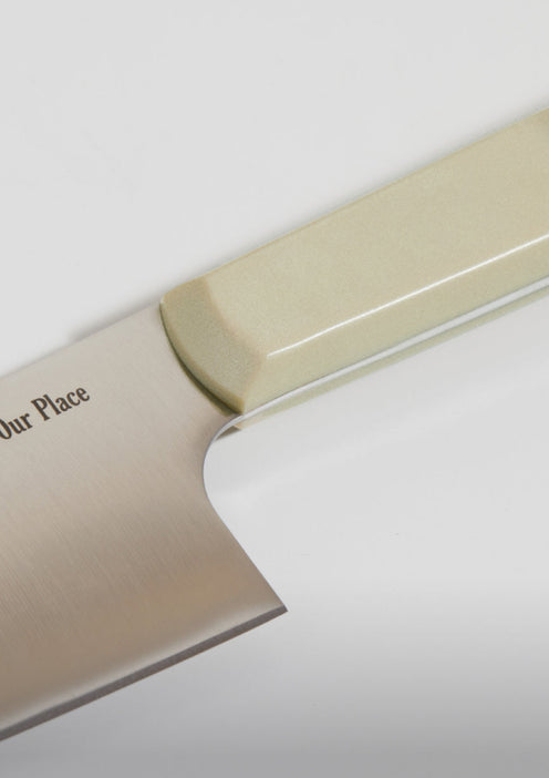 beige everyday chef's knife closeup