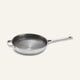 A stainless steel Titanium Always Pan Pro 26 cm frying pan with a long handle and a small helper handle on the opposite side.