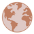 Brown and light pink illustration of a globe showing parts of North America, South America, Africa, and Europe on a plain background.