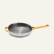 A Titanium Always Pan Pro 26 cm stainless steel frying pan with a gold-tone handle and helper handle.