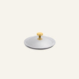 A circular stainless steel Titanium Pro Lid (Mini) with a polished gold-colored knob.